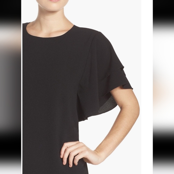 Felicity & Coco Dress Navy Blue Ruffle Flounce Flutter Sleeves XS Mini Shift - Picture 5 of 8